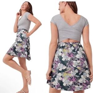 Pact Gray and Floral Mini Dress
